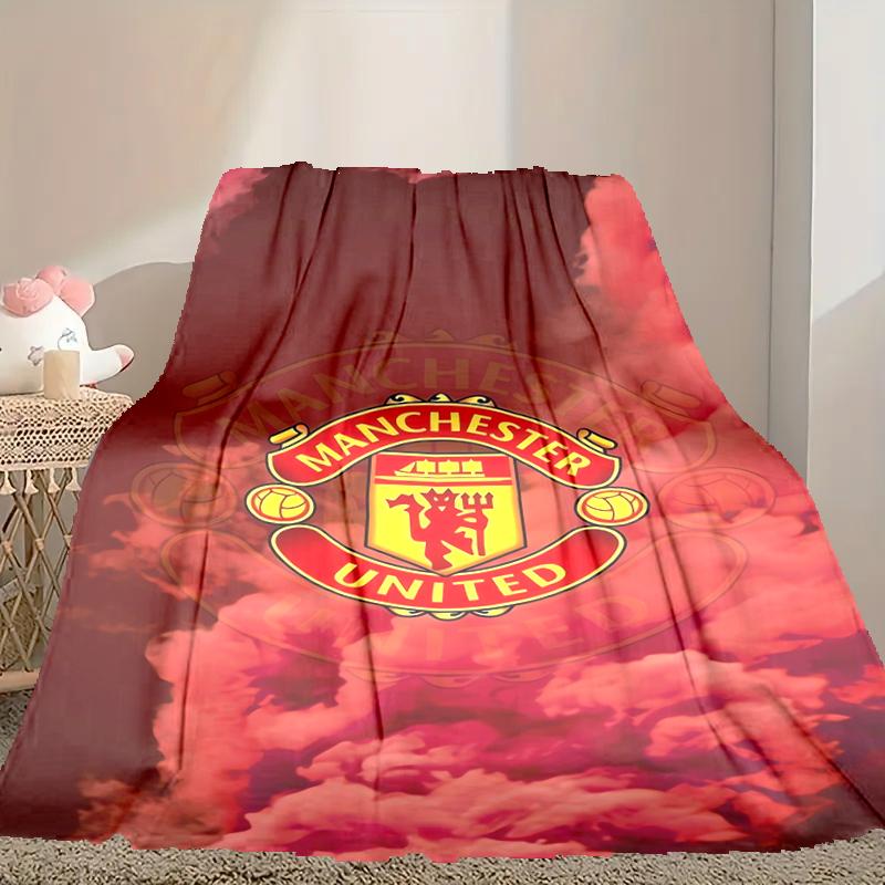1pc Comfortable Home Print Throw Blanket, Manchester United Manchester City Blanket For Bed and Sofa Use, Special Present For Family