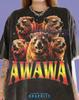 Awawa Schreier Tier Meme Comfort Colors® T-Shirt, Lustiges Wildes Retro 90er Grafikstil Y2K Streetwear Humorvolle Verblasste T-Shirts, Pullover,