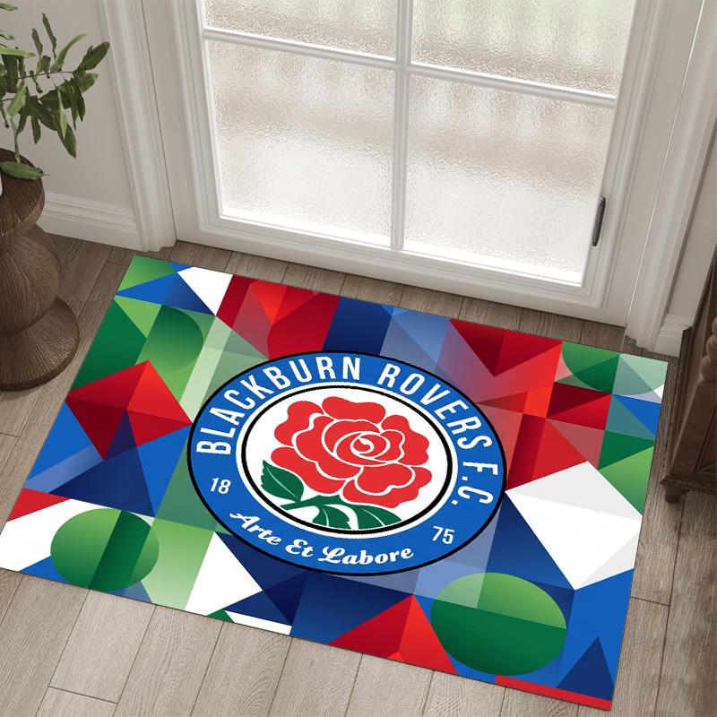 Blackburn Rovers Football Design Crystal Velvet Carpet Cozy Non?Slip Printed Rug For Bedroom Living Room Entrance