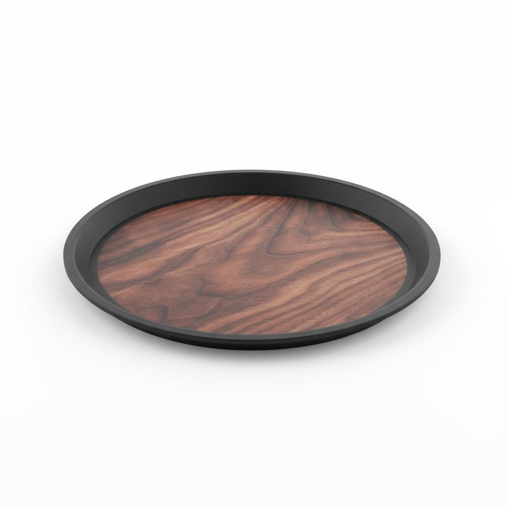 WAITER'S TRAY FOR CARNIVAL NON-SLIP WOOD IMITATION BROWN ROUND 36Cm