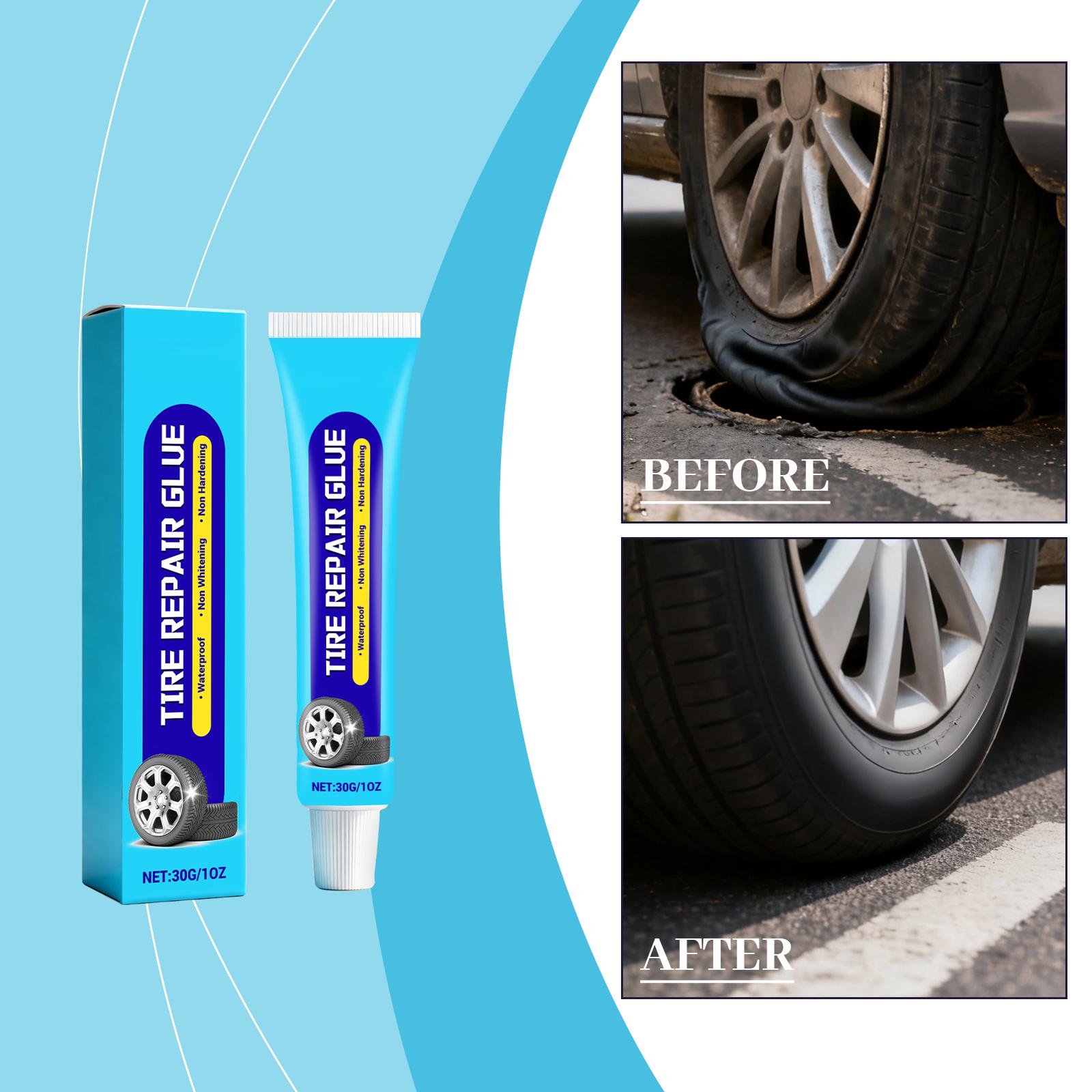 

Клей для ухода за шинами для повседневного обслуживания и ухода за проколами, повреждениями и трещинами боковины автомобильной шины One Size