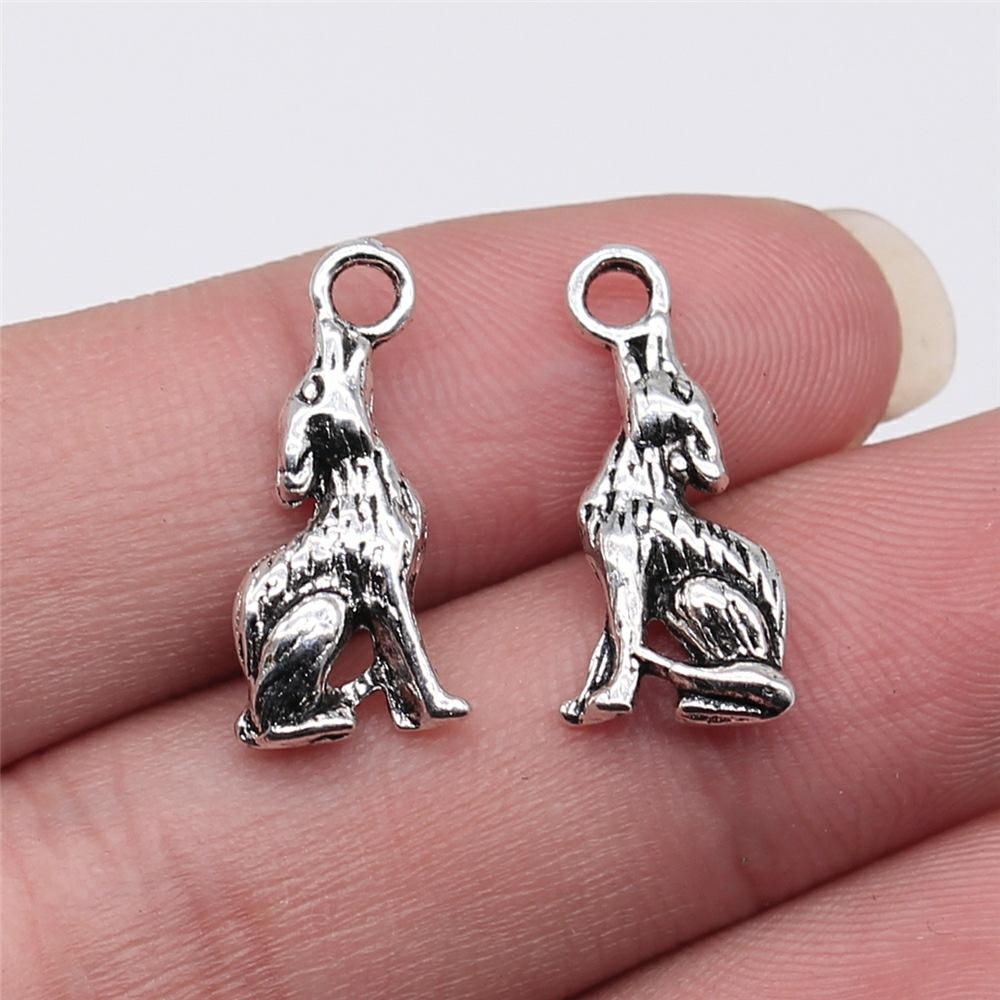 20pcs Howling Wolf Charms Moon Wolf Charms Animal Wolf Pendant For Jewelry Making