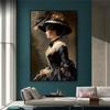 Classical Oil Painting Poster Vintage Art Portrait of A Young Woman Prints Woman and Man Canvas Painting Gallery Wall Art Decor