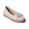 Ferragamo Logo Leather Espadrille White