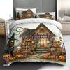 Halloween Three-piece Bedding Set Quilt Cover Pillowcase Brushed Fabric Thickened