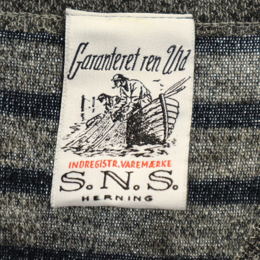 S.N.S. HERNING Border Pattern Long sleeve sweater S gray Men's Used