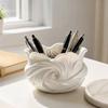 3D Printed Flower Petal Storage Box, Matte White Jewelry & Makeup Organizer, Large Capacity Wide-Mouth Holder for Makeup Brushes Keys Stationery,