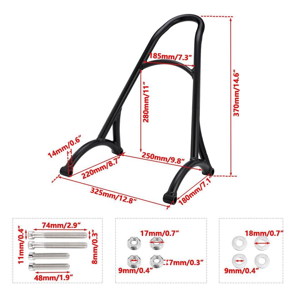 Motorrad Zubehör Abnehmbare Sozius Sissy Bar Rückenlehne Metall Schwarz/Chrom Für 2004-2017 HARLEY SPORTSTER XL 883/1200