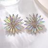 Fashion Daisy Sunflower Stud Earrings With Rhinestones Colorful Gemstone Floral Earrings Elegant Jewelry For Women