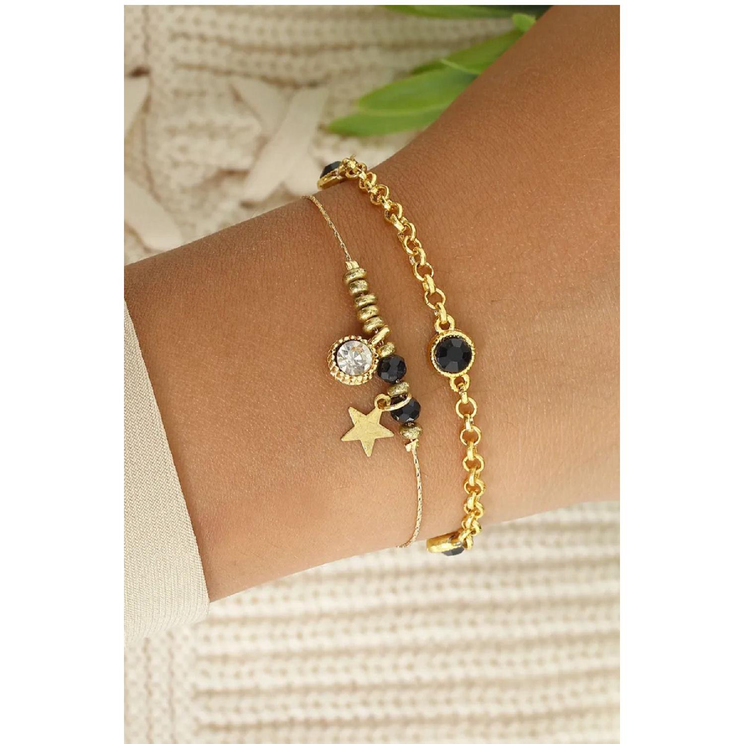 

Женский браслет из двух частей с позолоченной звездой PS3808 жёлтый