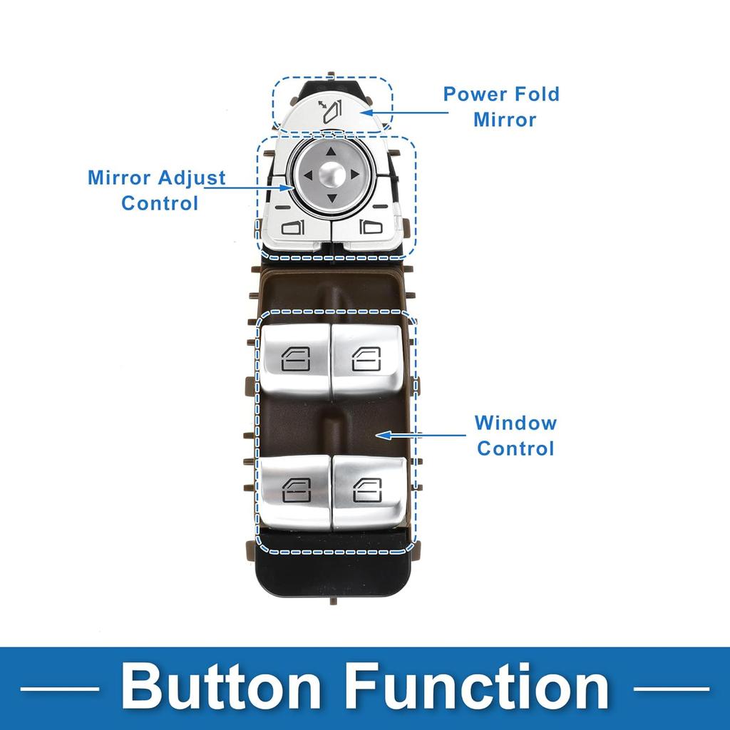 Power Window Switch for Mercedes-Benz E-Class W213 W238 No.2139055103 Window Control Switch ABS Black Front Driver Side