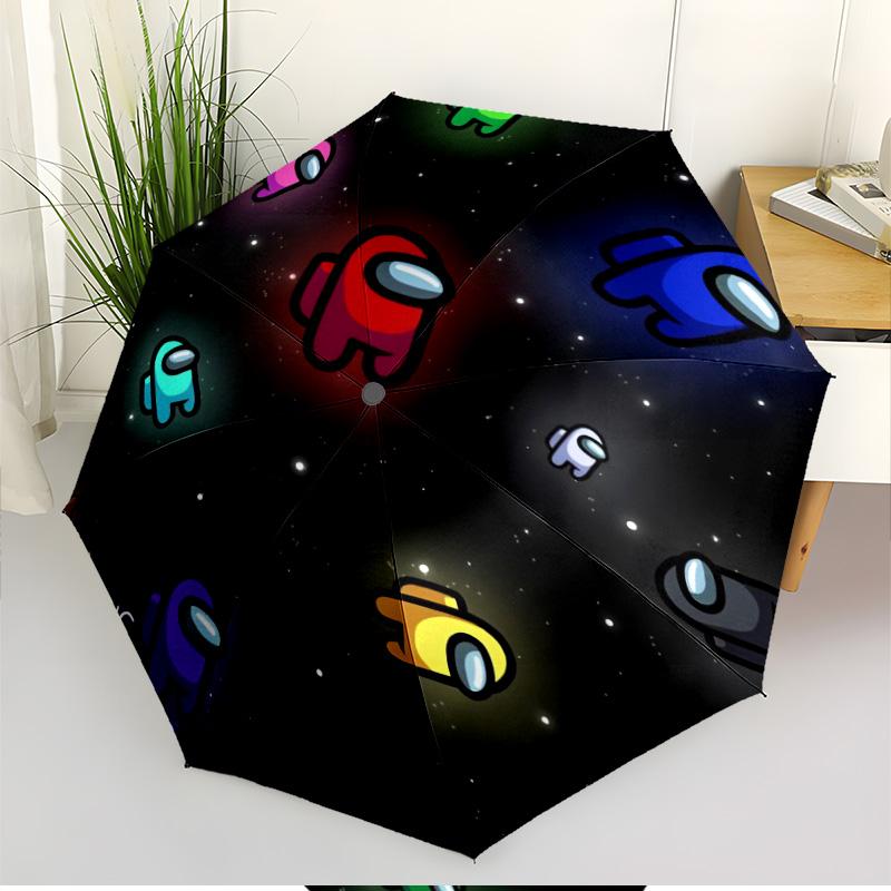 Among Us Print Automatic Open Close Umbrella, Portable Foldable Umbrella, for Outdoor Commute Camping Trip, Ideal Birthday Gift