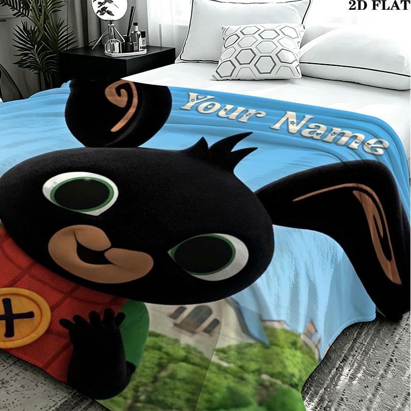 1PC Bing Custom Name Patterned Flannel Blanket Suitable For All Seasons for Home Decor Warmth and Comfort Gifts Holiday Present