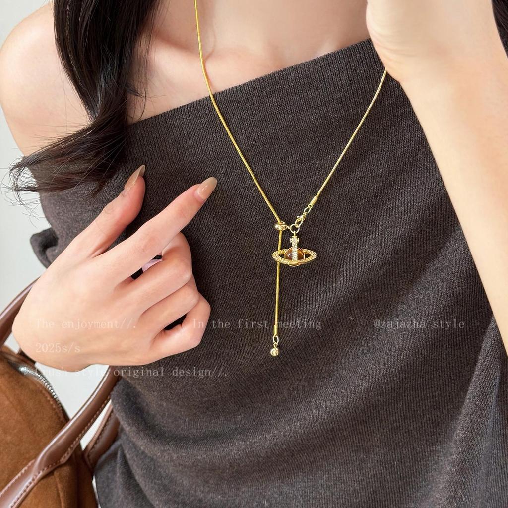 Empress Dowager Cixi Pearl Pendant Necklace - Women's 2025 Autumn/Winter Adjustable Sweater Chain, High-End Accessory