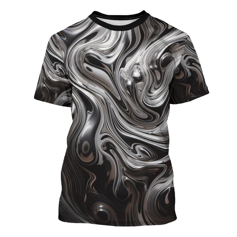 T-shirt met Bolletjespatroon Gitaar Sterren 3D-print Rond Hals T-shirts Voor Mannen 2024 Zomer Nieuwe Streetwear Kleding Losse T-shirts