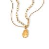 Gold Plated Titanium Steel Double Layer Irregular Pendant Necklace - European & American Hip Hop Style Clavicle Chain