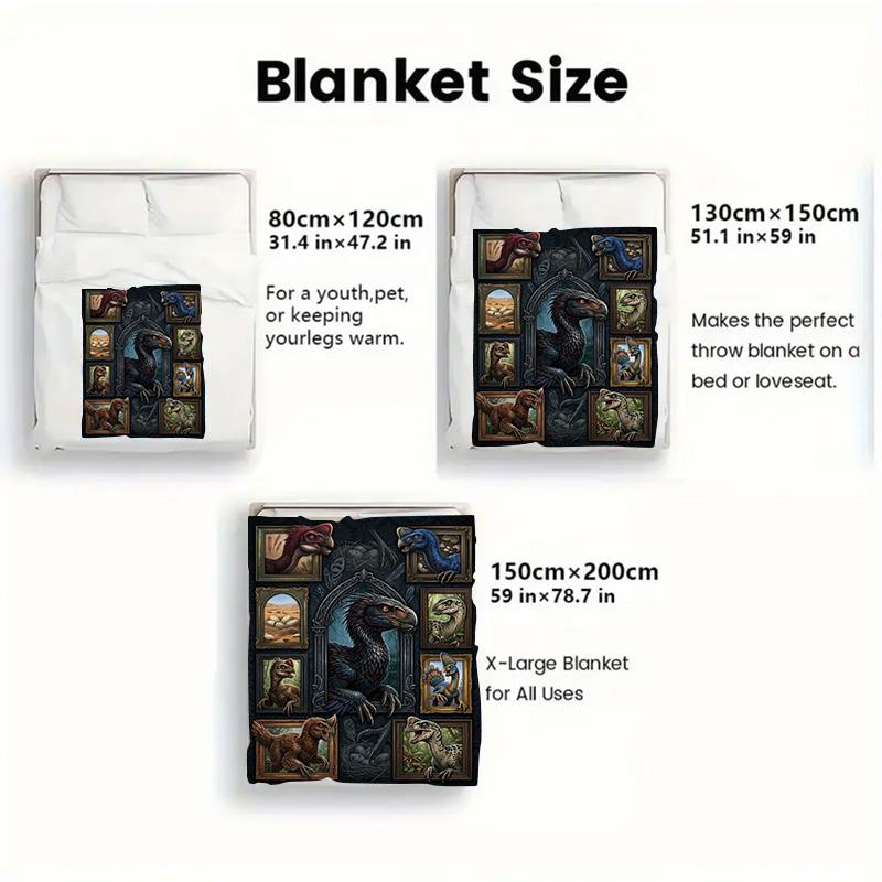 Prehistoric Creatures 2D Flat Pattern Flannel Blanket, High Quality All Seasons, Home Decor, Warmth and Comfort, Perfect for Christmas Gifts.