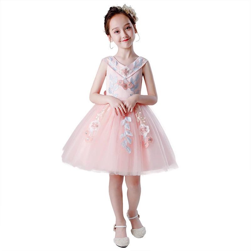 Children's Formal One-Shoulder Princess Dress - Fashionable, Slimming, Fluffy Gauze for Vocal Performance and Art Exams