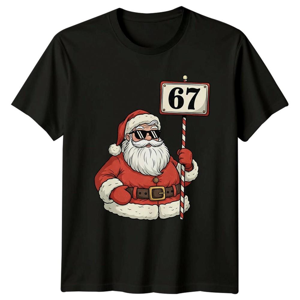 Cool Santa With Six Seven 67 Sign 67th Birthday Unisexs Unisexs Graphic Tee Gift