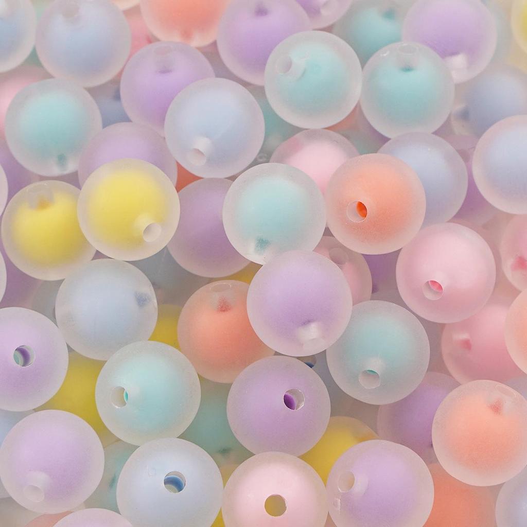 50 stk Akrylperler Belagt Fargede Løse Runde Perler For Smykkefremstilling DIY Halskjettingtilbehør