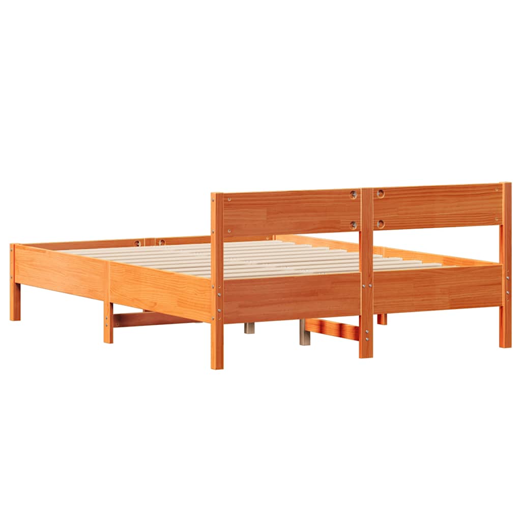 Solid Wood Bed Without Mattress Wax Brown 120x200 Cm Pine Wood
