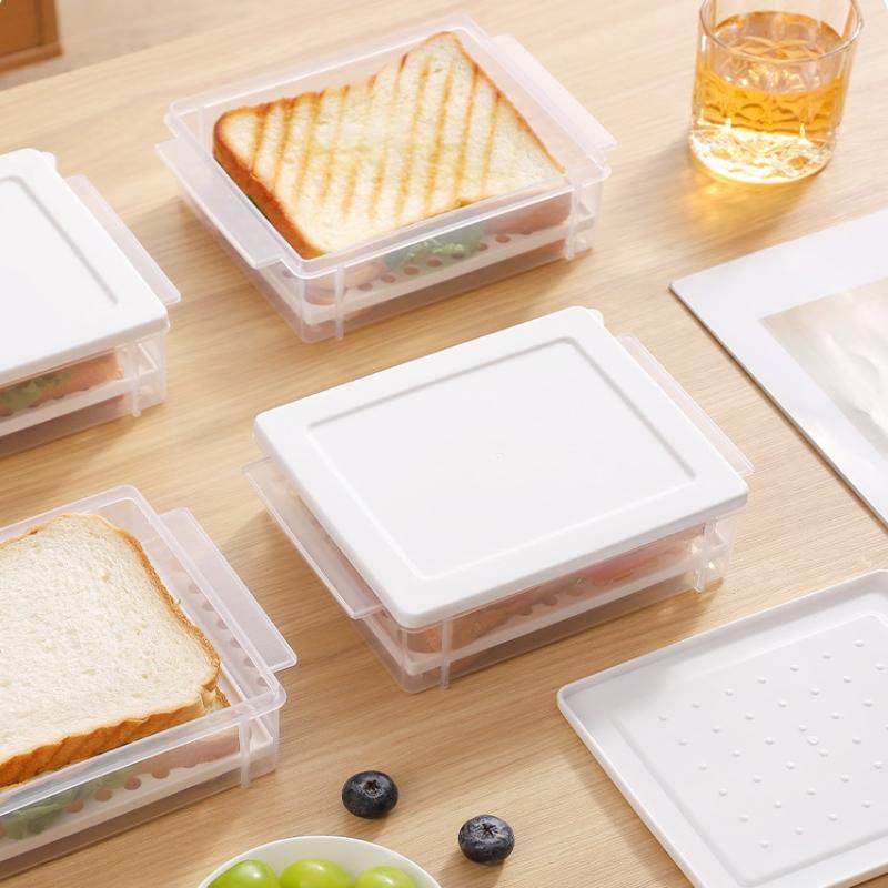1Pcs Sed Bread Storage Box Toast Refrigerator Freezer French Preservation Container Food Storage Covered Partition Box