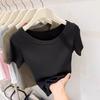 2025 Summer Simple Solid T Shirts Women’s O-neck Short-sleeve White T-shirt Casual Slim Elastic All-match Y2k Tops Women Clothes