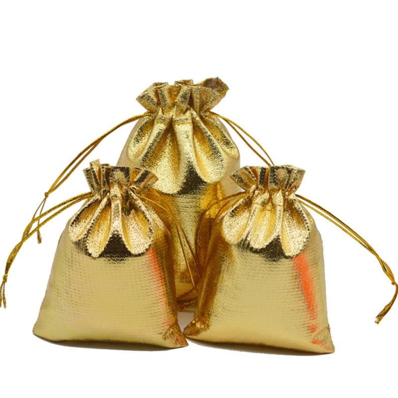 50 Stück Schmuckverpackung Stoffbeutel Gold Silber Tuch Kordelzug Geschenkverpackungsbeutel 7x9cm 9x12cm Hochzeitsgeschenk Aufbewahrungsbeutel