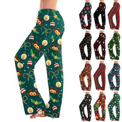 Womens Pajama Pants Sleepwear Casual Drawstring Elastic Waist Pants Comfy Straight Yoga Loose Trousers