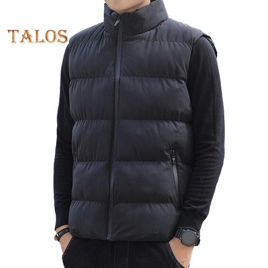 

Мужской хлопковый жилет осень-зима с воротником-стойкой, без рукавов, застежкой-молнией, с карманами, однотонный утолщенный стеганый жилет, пальто M чёрный