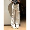 American Retro White Multi-Pocket Lace-Up Flare Jeans for Women - Spicy Girl Design, Slimming Fit Trousers