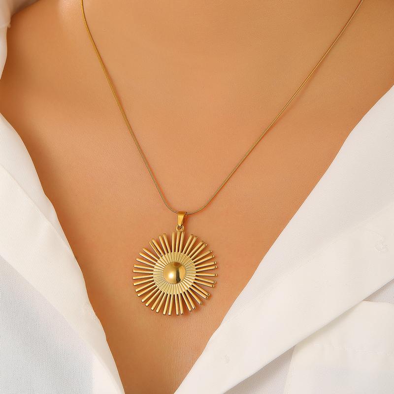 

Нержавеющая сталь Солнце Подвеска Ожерелье для Женщин Простое Винтажное Лучи Солнца Цепочка на Ключицы Тренд Повседневное Универсальное Украшение