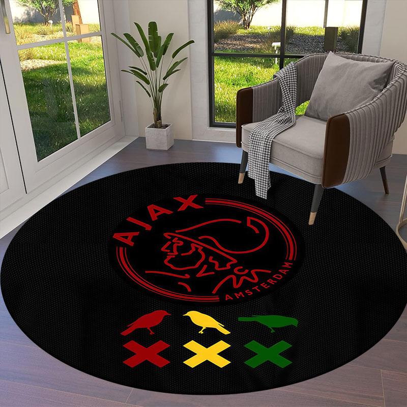 Tappeto Rotondo AFC Ajax, Tappeto per Soggiorno Camera da Letto Divano Sala Giochi Decorazione, Tappetino Antiscivolo