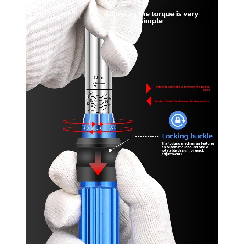 15/32PCS Torque Wrench Set 1/4" Drive Ratchet Socket Kit 2-24N.m Chrome Vanadium Steel Bicycle Repair Tool for Mountain Bike Maintenance