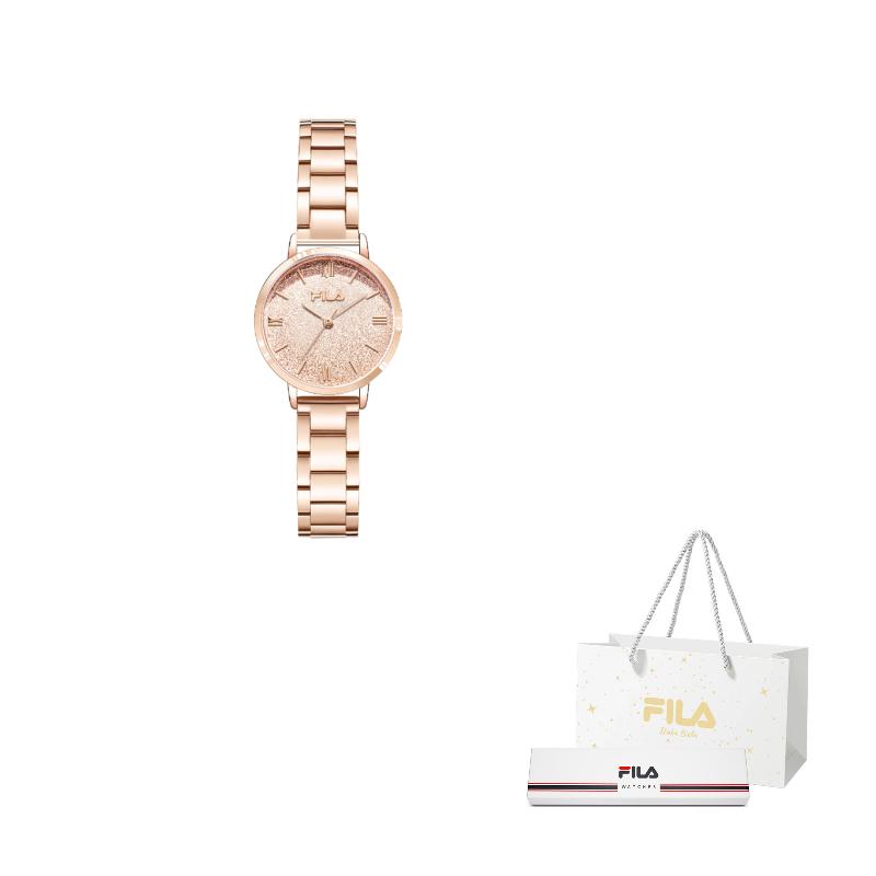 FILA Brilliant Star Series Watch Quartz Movement Steel Strap Pink Dial Romantic Set Women watches FLL38-6648
