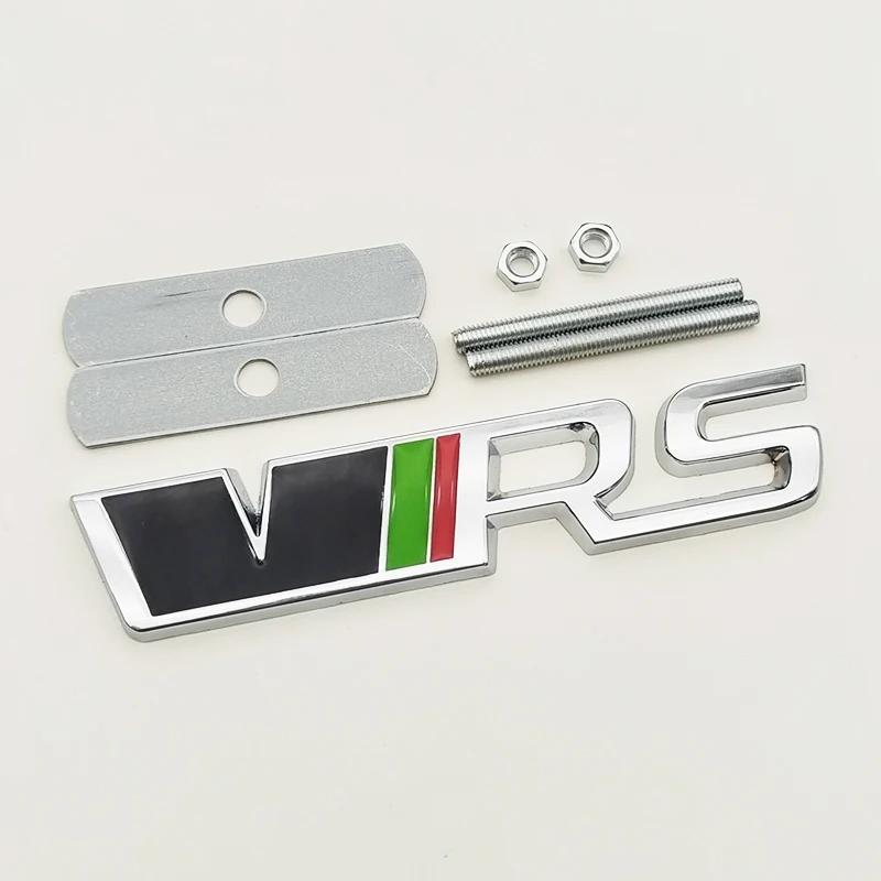 3d Metal RS Logo VRS Car Front Grill Emblem Rear Trunk Badge for Skoda VRS Octavia 1 2 3 Rapid Kodiaq Karoq Fabia Kamiq Superb EH4