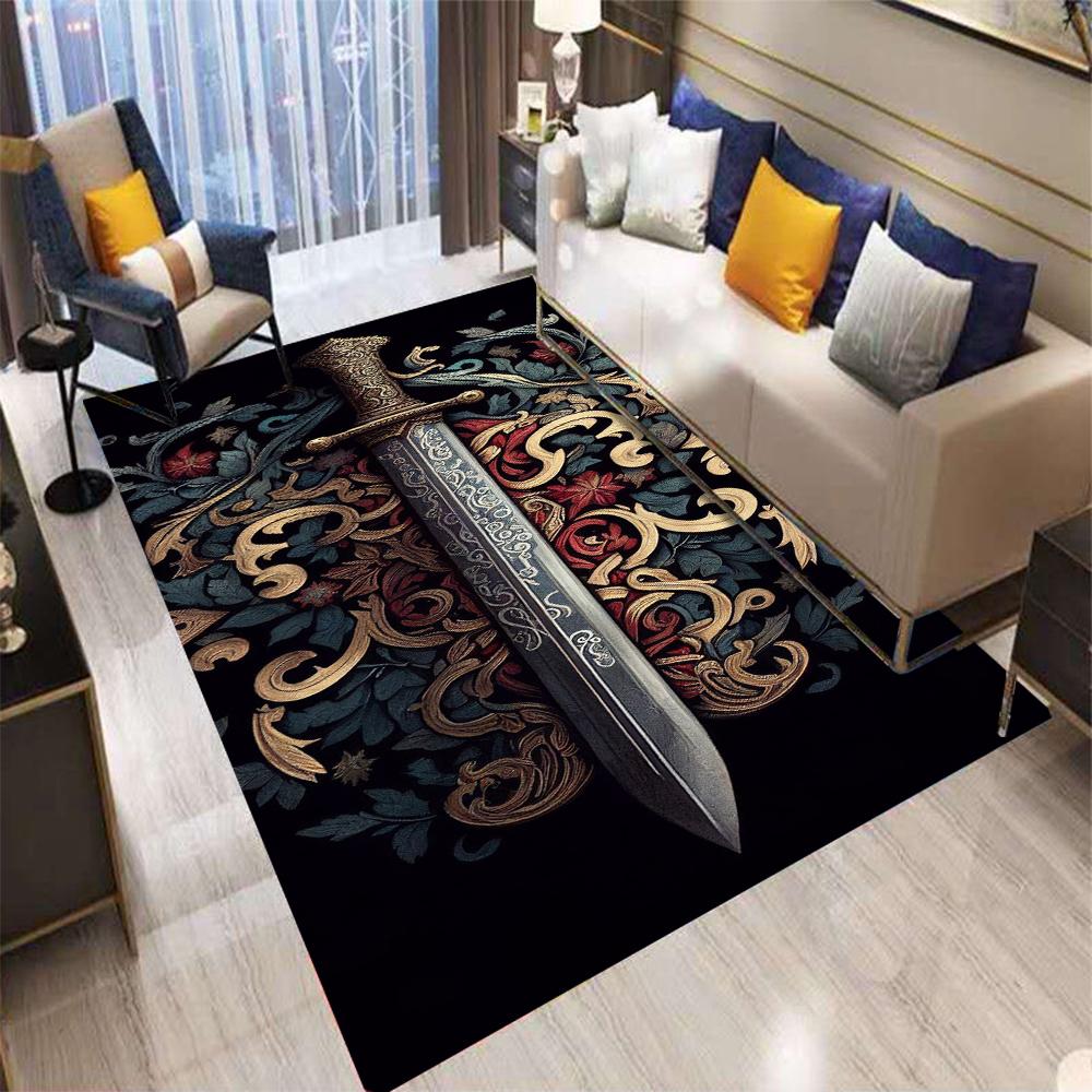 Retro Europa Persien Schwert Säbel Teppich Wohnzimmer Sofa Schlafzimmer Nachttisch Küche Eingangstür Matte Rutschfest Heimdekoration Teppich