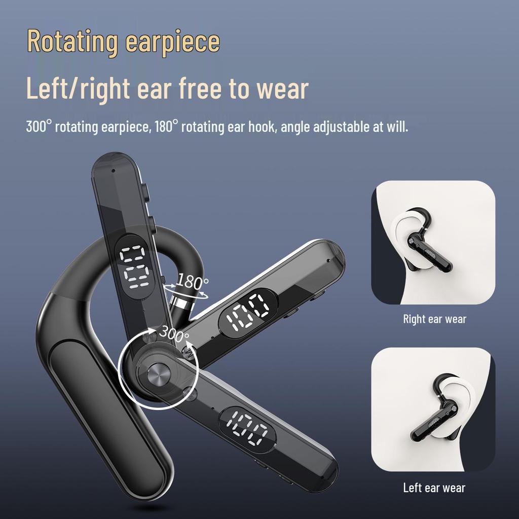 Retro Style Noise-Cancelling Single-Ear Wireless Bluetooth Earphone with Long Standby and Low Latency, v6.0 In-Ear Hook-Type for E-sports