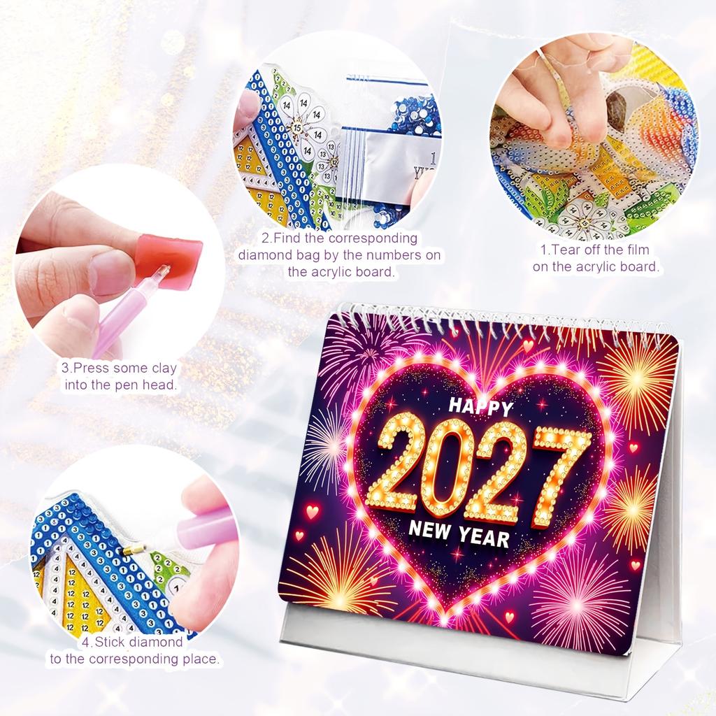 1117 DIY Diamond Painting Desk Calendar Kit 11 Month with Diamond Pen Tray Handmade Art Craft Decor Gift for DIY Art Enthusiasts