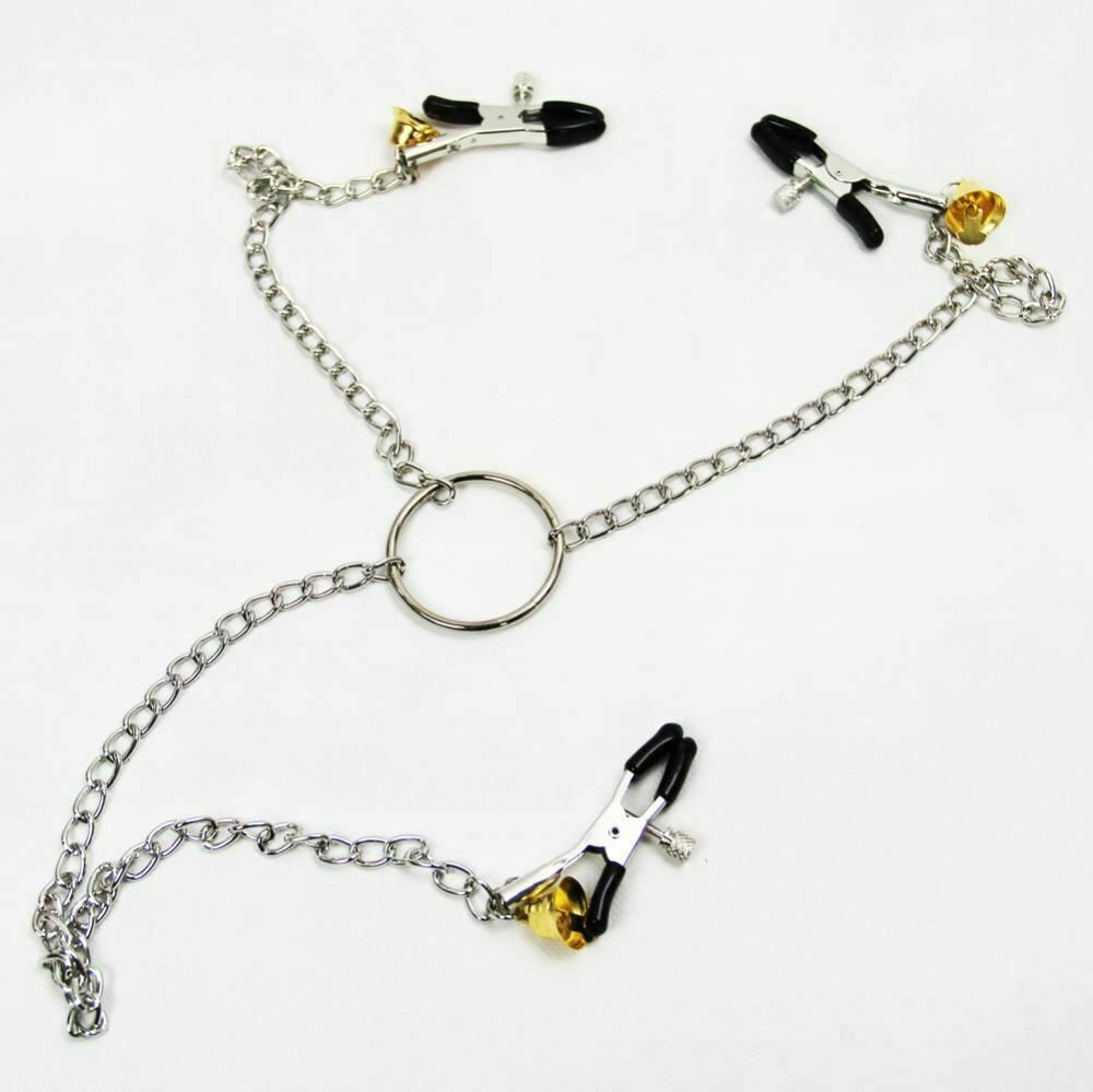 Nipple Clamps Clit Long Chain Bells   Restraints Nipple & Clitoral Toys