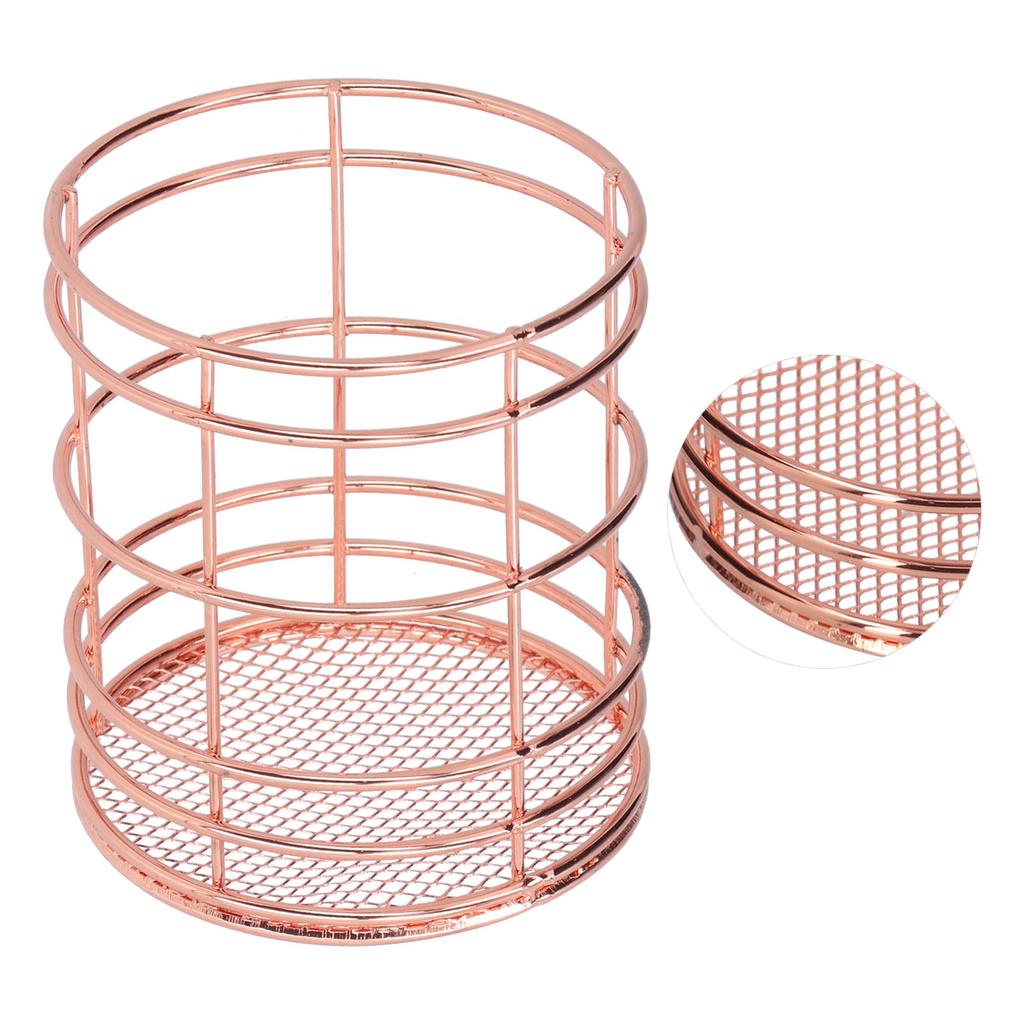 Round Hollow Chopstick Cage Multifunctional Desktop Pen Holder Organizer for Home KitchenRose Gold