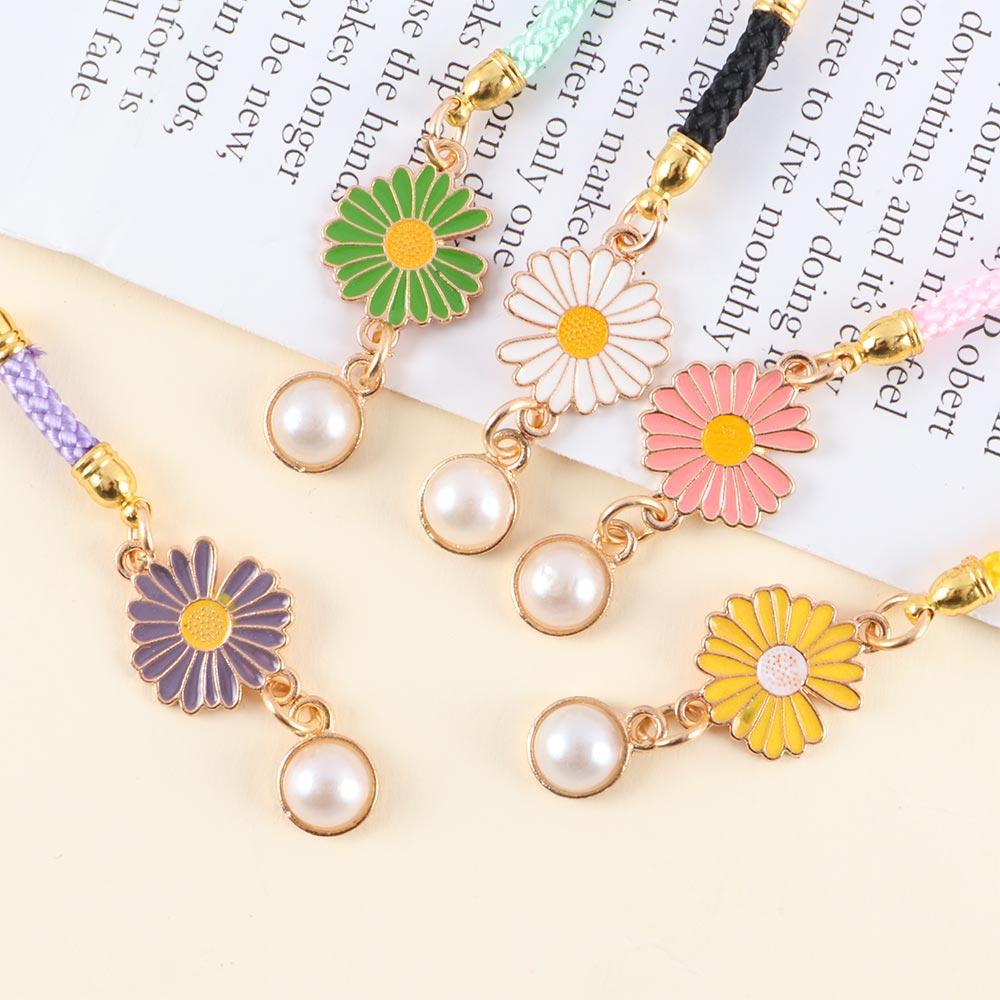 Case Decor Keychain Strap Hanging Ornaments Mobile Phone Straps Lanyards Daisy Flower Key Hang Rope