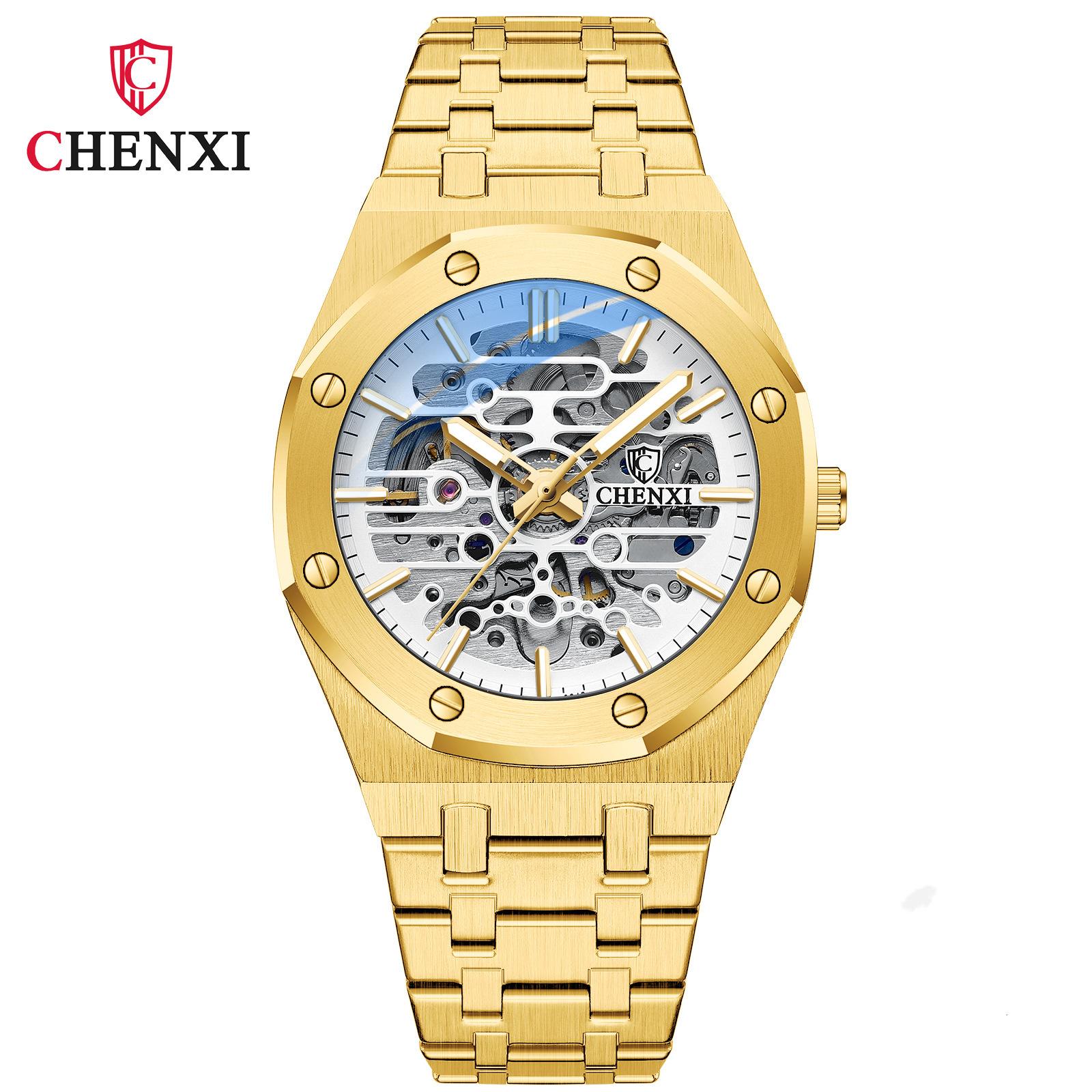 

CHENXI Оригінальний Новий Автоматичний Чоловічий Годинник Топ Бренд Нержавіюча Сталь Механічний Наручний Годинник Спорт Чоловічий Годинник Reloj Hombre золотий/білий