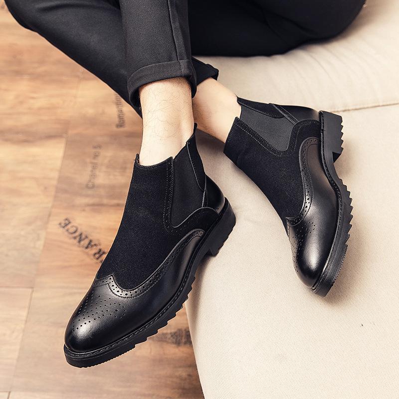 Martin boots summer thin medium and high top British leather inner height increase retro Chelsea short boots