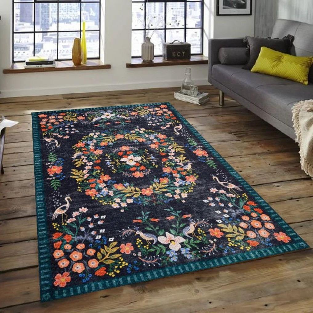French Retro Carpet Plant Butterfly Fox Flower Rug Anti Dirty and Wear-resistant Bedside Mat Rugs Living Room Bedroom Decor