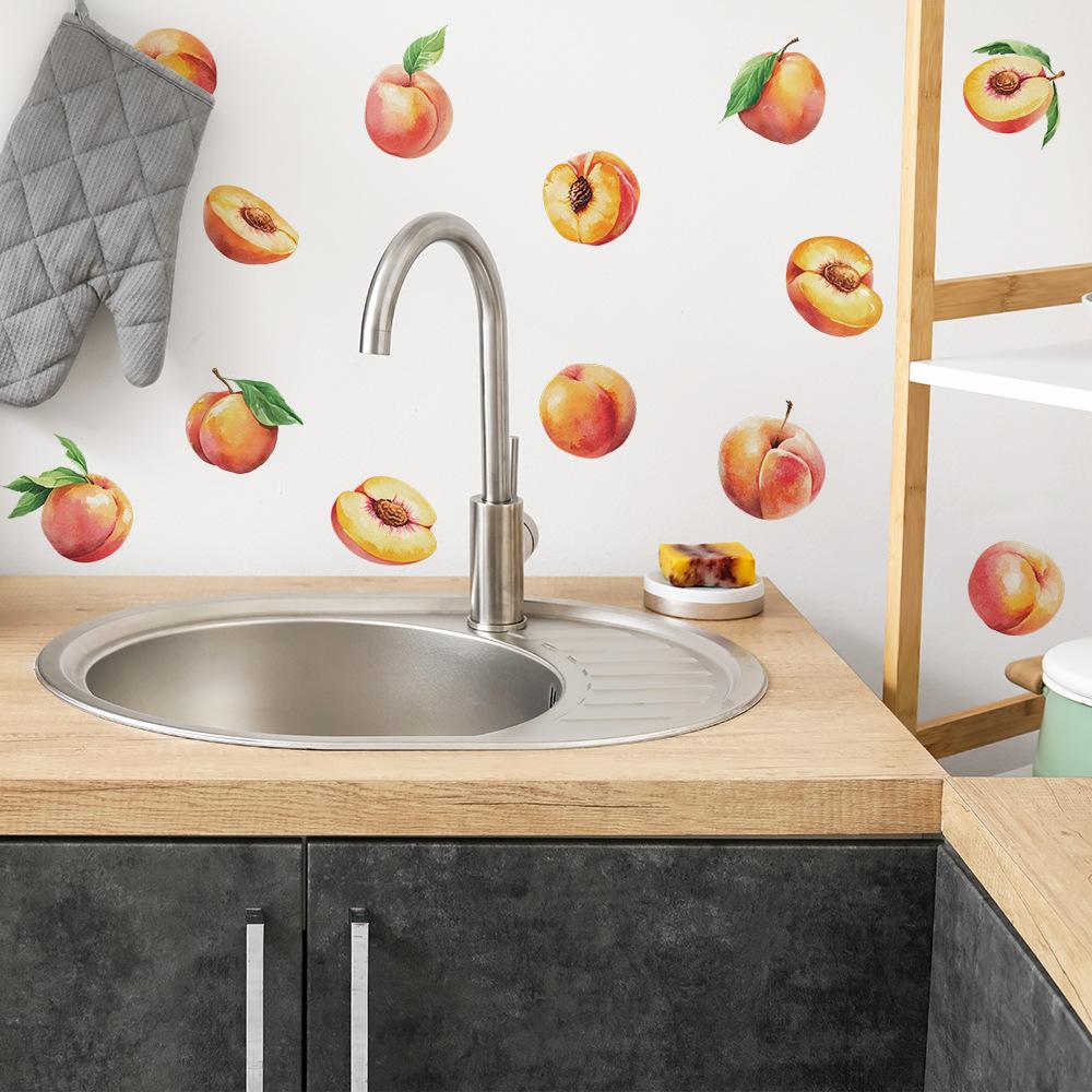DIY Fruit and Peach Painting Kitchen Dining Room Refrigerator Stickers Home Background and Wall Beautification Stickers