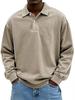 Men's Long Sleeve Polo Shirt Button Collar Relaxed Fit Casual Everyday Top