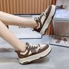 Platform casual shoes women's autumn and winter new student height-increasing board shoes color matching versatile lace-up sports shoes