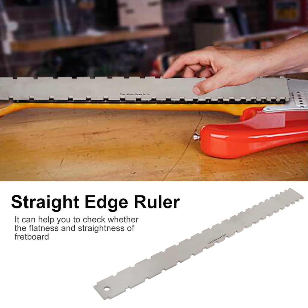 Guitar Neck Notched Straight Edge Ruler String Action Height Gauge Tools Set