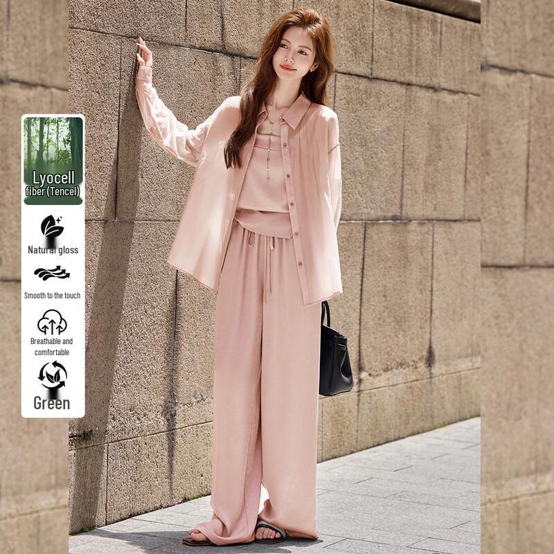 Женский комплект из 3 предметов: рубашка и брюки Bailuyu Lyocell Tencel L